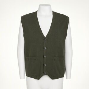 Orvis Green Merino Wool & Cashmere Button-Up Vest Heritage Grandpacore Preppy L